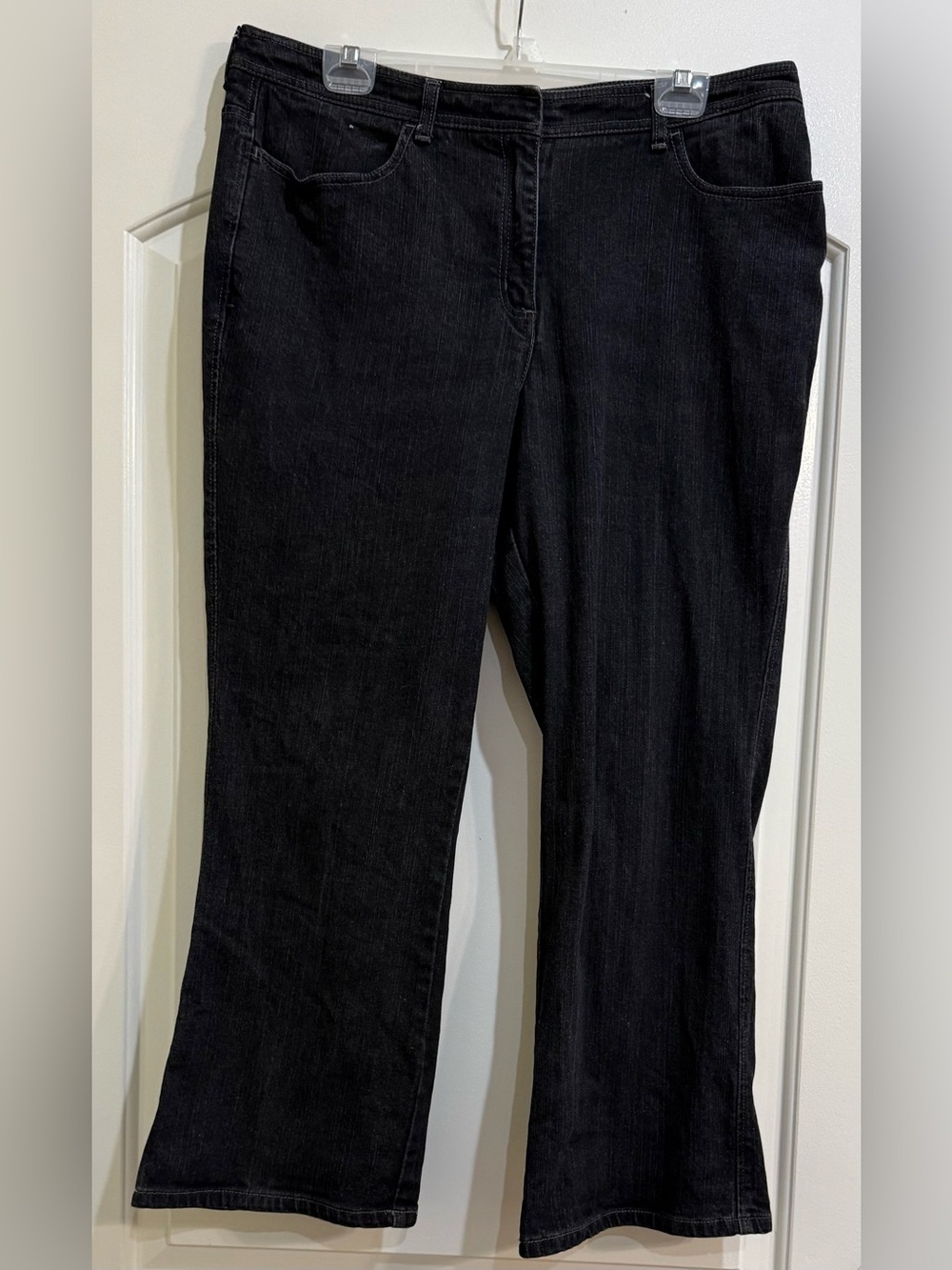 Chicos Premium Black Denim Boot Cut Jeans. Size 3.